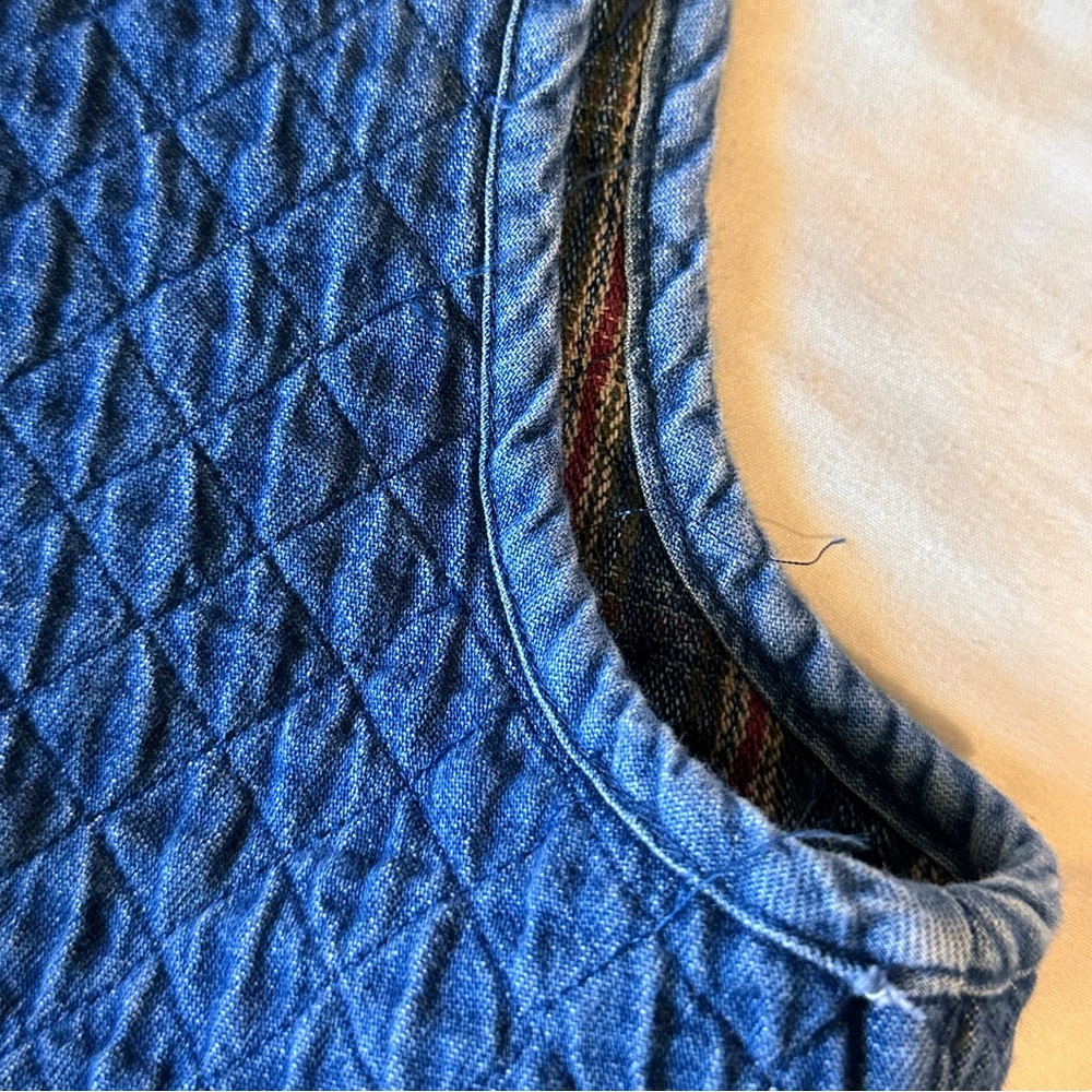 Striped Blue Button Down Vest - image 9